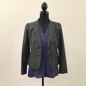 😎 EUC LOFT dark grey Blazer w/ ruffle